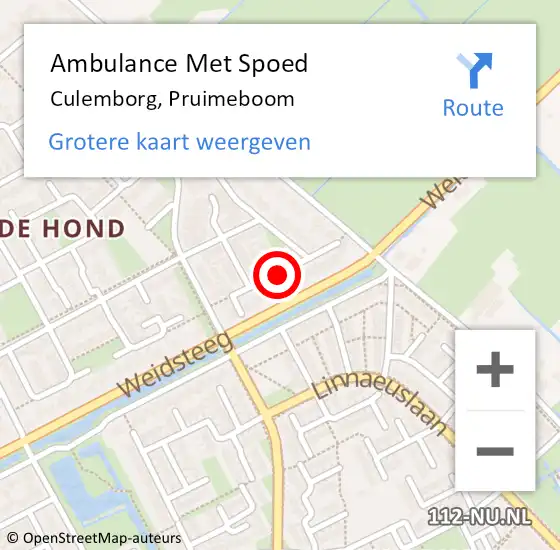 Locatie op kaart van de 112 melding: Ambulance Met Spoed Naar Culemborg, Pruimeboom op 30 maart 2021 08:22