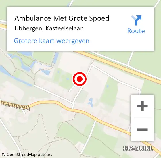 Locatie op kaart van de 112 melding: Ambulance Met Grote Spoed Naar Ubbergen, Kasteelselaan op 30 maart 2021 10:01