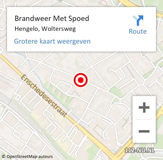 Locatie op kaart van de 112 melding: Brandweer Met Spoed Naar Hengelo, Woltersweg op 30 maart 2021 10:05