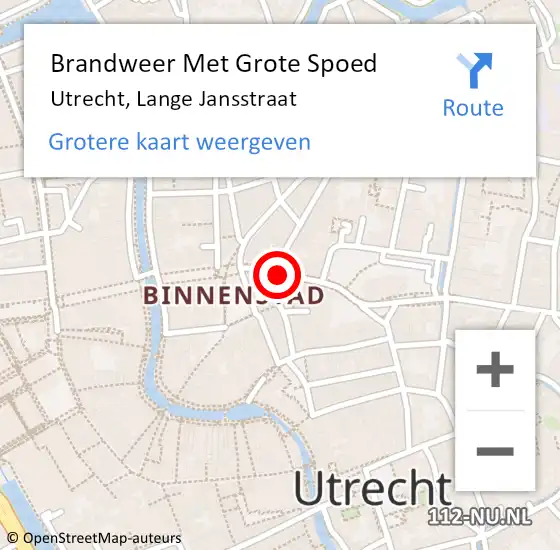 Locatie op kaart van de 112 melding: Brandweer Met Grote Spoed Naar Utrecht, Lange Jansstraat op 30 maart 2021 10:42