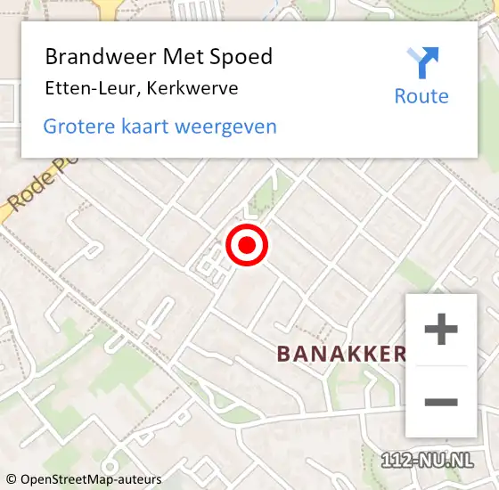 Locatie op kaart van de 112 melding: Brandweer Met Spoed Naar Etten-Leur, Kerkwerve op 30 maart 2021 11:20