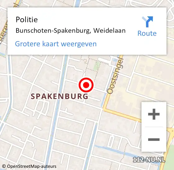 Locatie op kaart van de 112 melding: Politie Bunschoten-Spakenburg, Weidelaan op 30 maart 2021 11:37