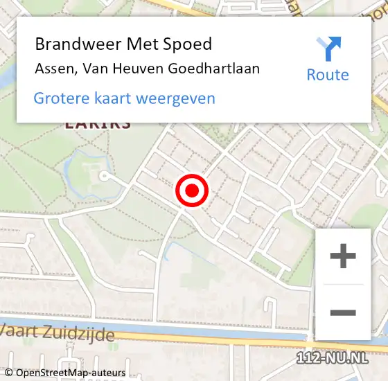 Locatie op kaart van de 112 melding: Brandweer Met Spoed Naar Assen, Van Heuven Goedhartlaan op 30 maart 2021 13:21