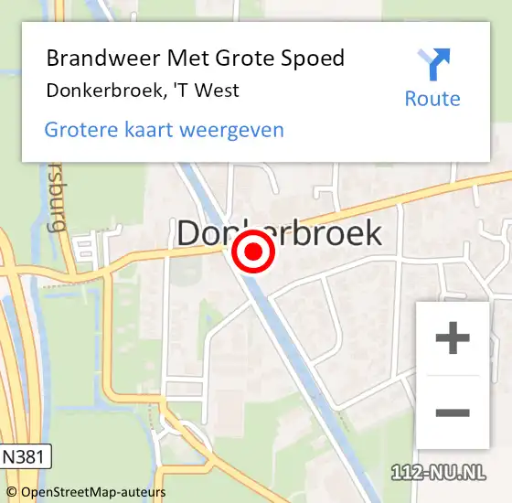 Locatie op kaart van de 112 melding: Brandweer Met Grote Spoed Naar Donkerbroek, 'T West op 30 maart 2021 13:25
