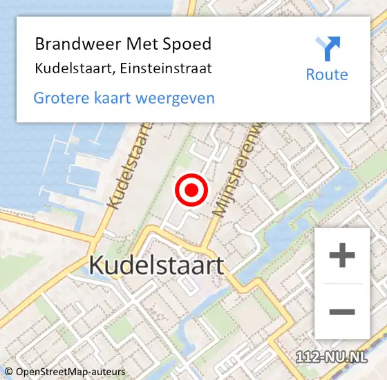 Locatie op kaart van de 112 melding: Brandweer Met Spoed Naar Kudelstaart, Einsteinstraat op 30 maart 2021 13:26