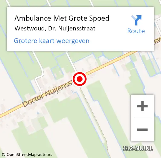 Locatie op kaart van de 112 melding: Ambulance Met Grote Spoed Naar Westwoud, Dr. Nuijensstraat op 6 juni 2014 12:49