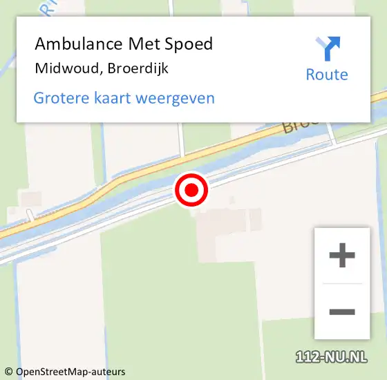 Locatie op kaart van de 112 melding: Ambulance Met Spoed Naar Midwoud, Broerdijk op 30 maart 2021 13:58