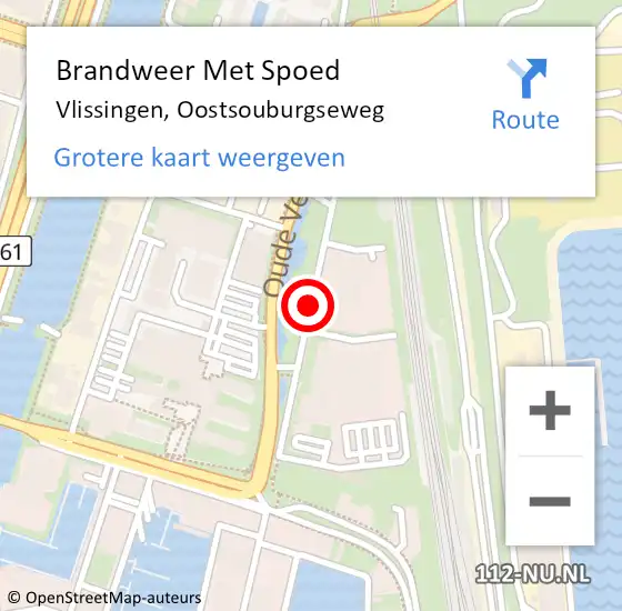 Locatie op kaart van de 112 melding: Brandweer Met Spoed Naar Vlissingen, Oostsouburgseweg op 30 maart 2021 14:11