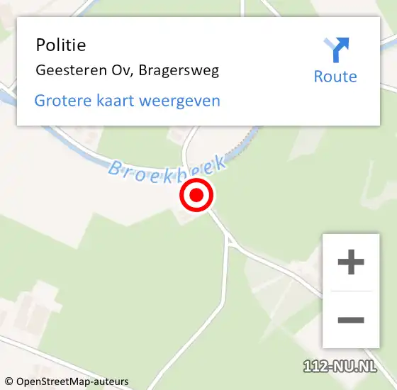 Locatie op kaart van de 112 melding: Politie Geesteren Ov, Bragersweg op 30 maart 2021 14:49