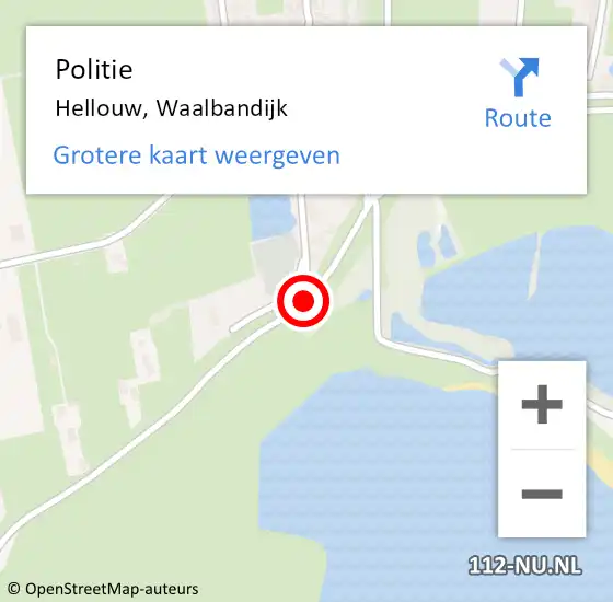 Locatie op kaart van de 112 melding: Politie Hellouw, Waalbandijk op 30 maart 2021 15:38
