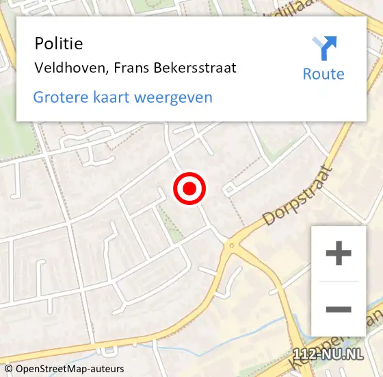 Locatie op kaart van de 112 melding: Politie Veldhoven, Frans Bekersstraat op 30 maart 2021 15:56