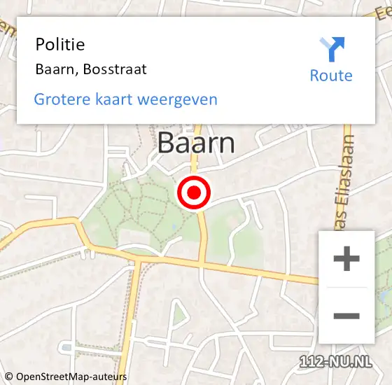 Locatie op kaart van de 112 melding: Politie Baarn, Bosstraat op 30 maart 2021 16:04