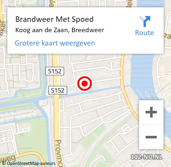 Locatie op kaart van de 112 melding: Brandweer Met Spoed Naar Koog aan de Zaan, Breedweer op 30 maart 2021 16:56