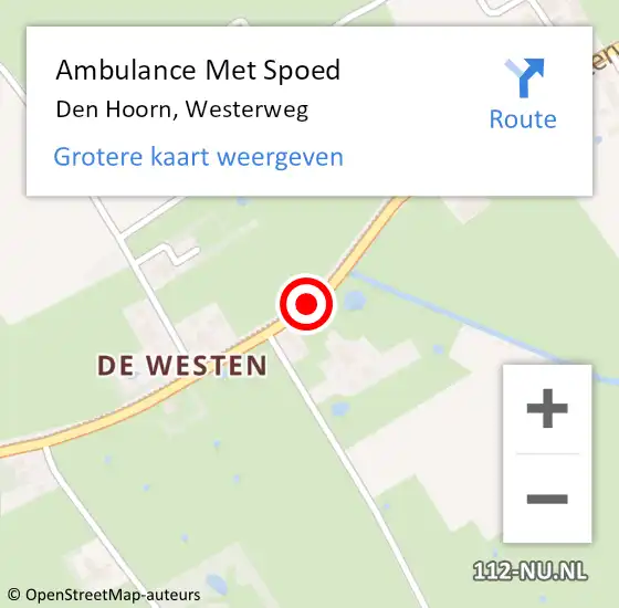 Locatie op kaart van de 112 melding: Ambulance Met Spoed Naar Den Hoorn, Westerweg op 30 maart 2021 17:26