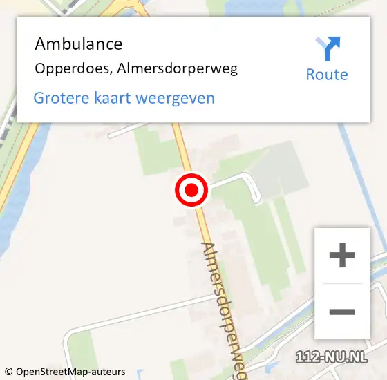 Locatie op kaart van de 112 melding: Ambulance Opperdoes, Almersdorperweg op 30 maart 2021 17:45