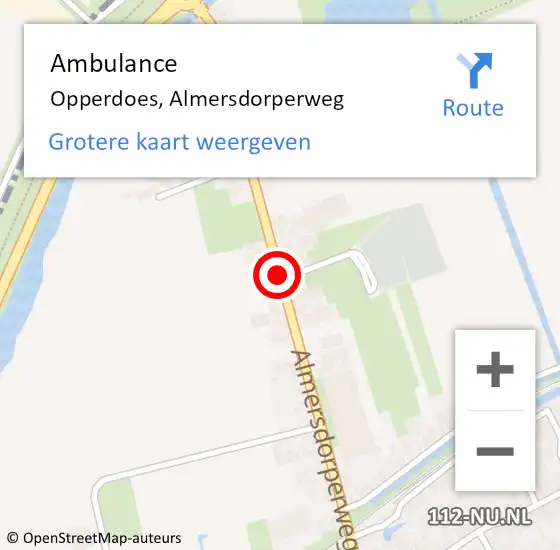 Locatie op kaart van de 112 melding: Ambulance Opperdoes, Almersdorperweg op 30 maart 2021 17:57
