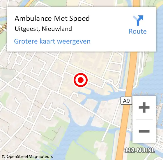 Locatie op kaart van de 112 melding: Ambulance Met Spoed Naar Uitgeest, Nieuwland op 30 maart 2021 19:15