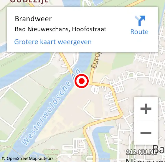 Locatie op kaart van de 112 melding: Brandweer Bad Nieuweschans, Hoofdstraat op 30 maart 2021 19:40