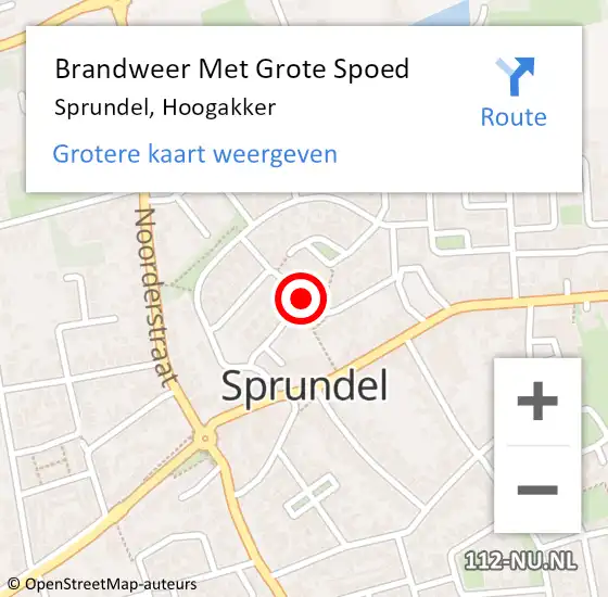 Locatie op kaart van de 112 melding: Brandweer Met Grote Spoed Naar Sprundel, Hoogakker op 30 maart 2021 19:48