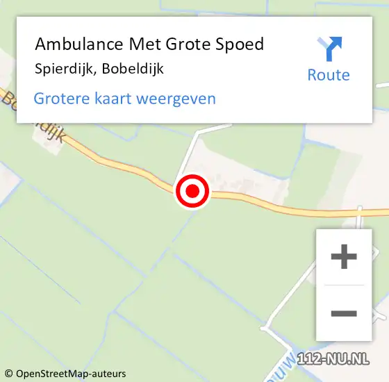 Locatie op kaart van de 112 melding: Ambulance Met Grote Spoed Naar Spierdijk, Bobeldijk op 30 maart 2021 20:15