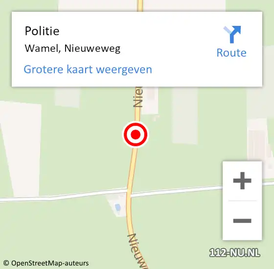 Locatie op kaart van de 112 melding: Politie Wamel, Nieuweweg op 30 maart 2021 20:47