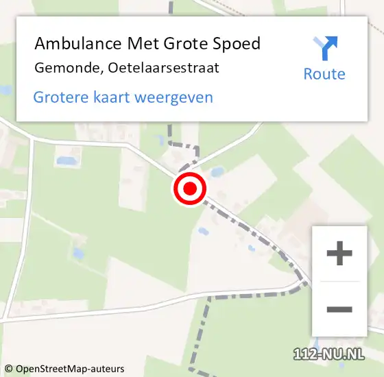 Locatie op kaart van de 112 melding: Ambulance Met Grote Spoed Naar Gemonde, Oetelaarsestraat op 30 maart 2021 23:22