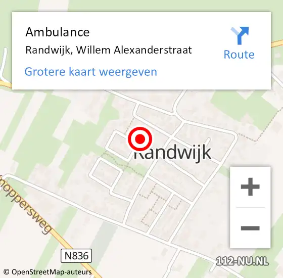 Locatie op kaart van de 112 melding: Ambulance Randwijk, Willem Alexanderstraat op 6 juni 2014 13:44