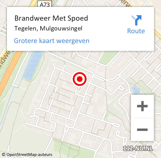 Locatie op kaart van de 112 melding: Brandweer Met Spoed Naar Tegelen, Mulgouwsingel op 31 maart 2021 05:33