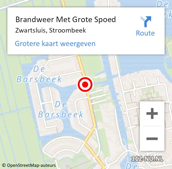 Locatie op kaart van de 112 melding: Brandweer Met Grote Spoed Naar Zwartsluis, Stroombeek op 31 maart 2021 06:49