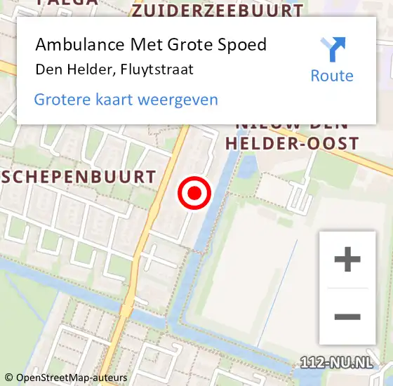 Locatie op kaart van de 112 melding: Ambulance Met Grote Spoed Naar Den Helder, Fluytstraat op 31 maart 2021 07:09