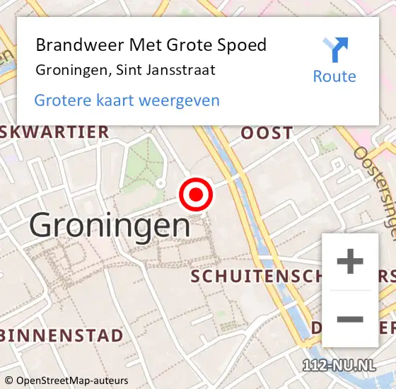 Locatie op kaart van de 112 melding: Brandweer Met Grote Spoed Naar Groningen, Sint Jansstraat op 31 maart 2021 08:24