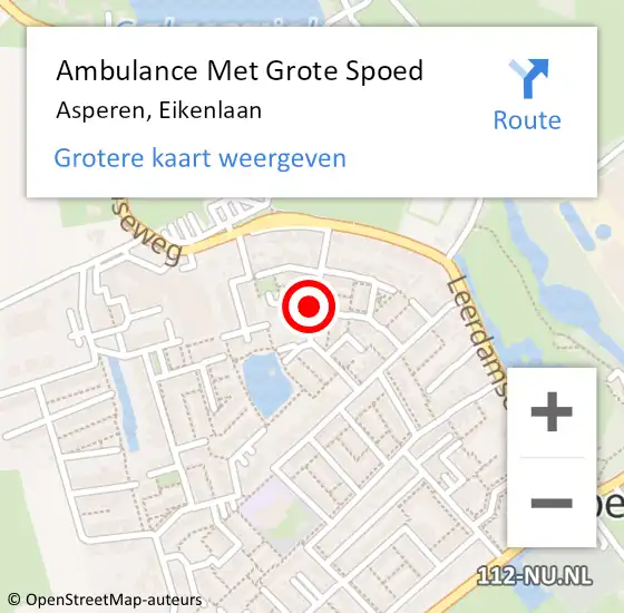 Locatie op kaart van de 112 melding: Ambulance Met Grote Spoed Naar Asperen, Eikenlaan op 31 maart 2021 09:08