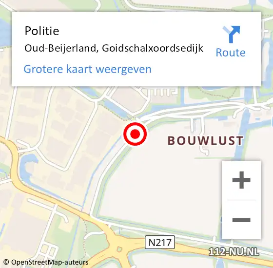 Locatie op kaart van de 112 melding: Politie Oud-Beijerland, Goidschalxoordsedijk op 31 maart 2021 09:14