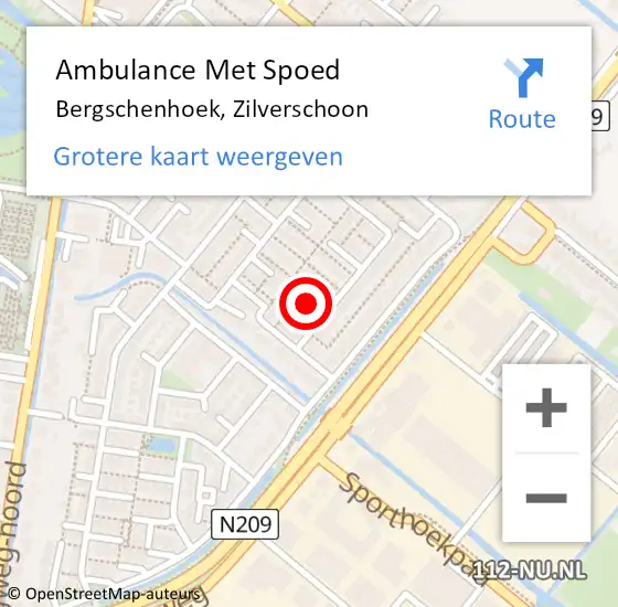 Locatie op kaart van de 112 melding: Ambulance Met Spoed Naar Bergschenhoek, Zilverschoon op 31 maart 2021 10:23