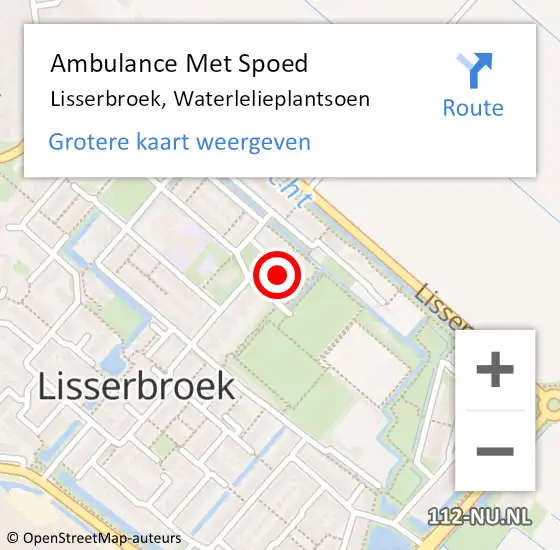 Locatie op kaart van de 112 melding: Ambulance Met Spoed Naar Lisserbroek, Waterlelieplantsoen op 31 maart 2021 11:04