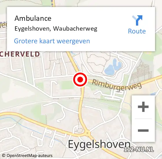 Locatie op kaart van de 112 melding: Ambulance Eygelshoven, Waubacherweg op 6 juni 2014 14:08