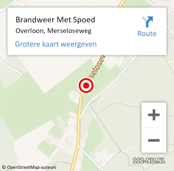 Locatie op kaart van de 112 melding: Brandweer Met Spoed Naar Overloon, Merseloseweg op 31 maart 2021 11:10