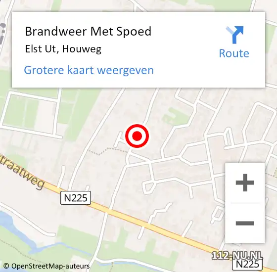 Locatie op kaart van de 112 melding: Brandweer Met Spoed Naar Elst Ut, Houweg op 31 maart 2021 11:11