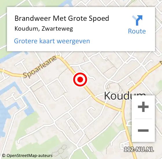 Locatie op kaart van de 112 melding: Brandweer Met Grote Spoed Naar Koudum, Zwarteweg op 31 maart 2021 12:02