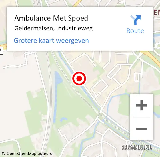 Locatie op kaart van de 112 melding: Ambulance Met Spoed Naar Geldermalsen, Industrieweg op 31 maart 2021 13:16