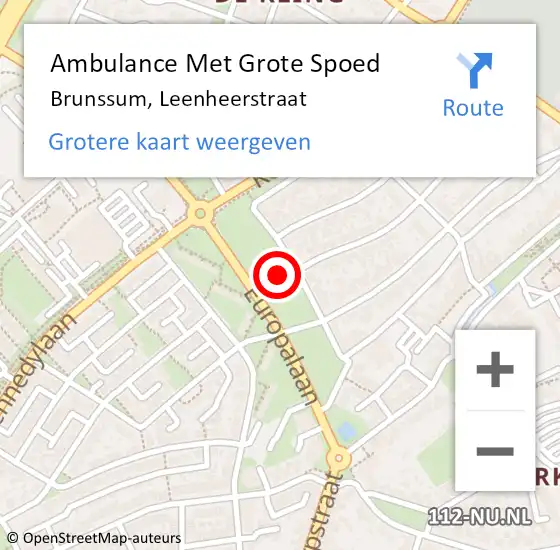 Locatie op kaart van de 112 melding: Ambulance Met Grote Spoed Naar Brunssum, Leenheerstraat op 6 juni 2014 14:26