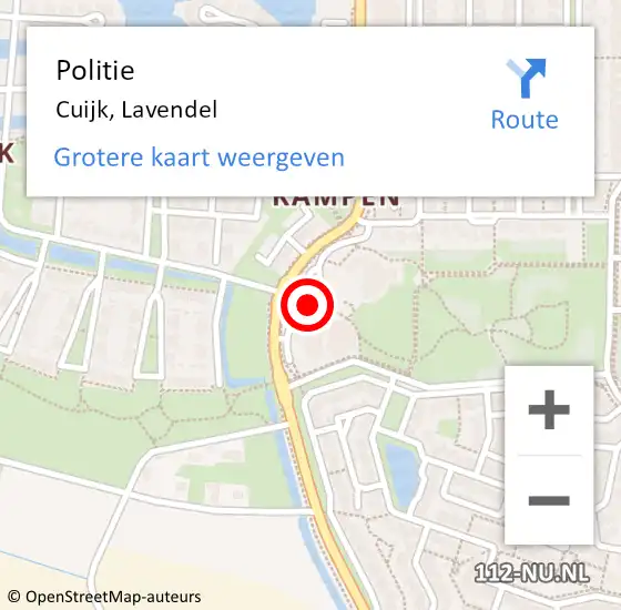 Locatie op kaart van de 112 melding: Politie Cuijk, Lavendel op 31 maart 2021 15:02