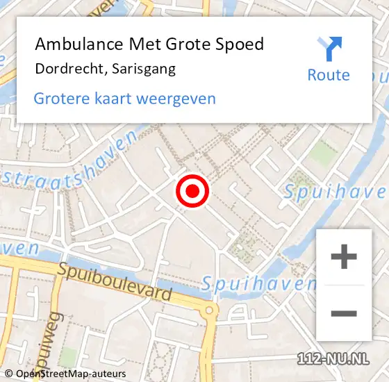 Locatie op kaart van de 112 melding: Ambulance Met Grote Spoed Naar Dordrecht, Sarisgang op 31 maart 2021 15:03