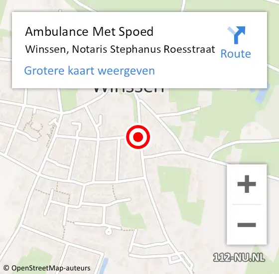 Locatie op kaart van de 112 melding: Ambulance Met Spoed Naar Winssen, Notaris Stephanus Roesstraat op 31 maart 2021 16:15