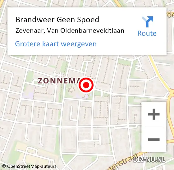 Locatie op kaart van de 112 melding: Brandweer Geen Spoed Naar Zevenaar, Van Oldenbarneveldtlaan op 31 maart 2021 16:26