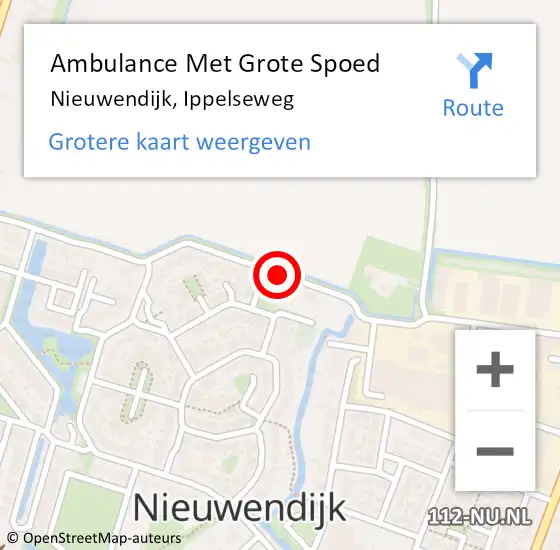 Locatie op kaart van de 112 melding: Ambulance Met Grote Spoed Naar Nieuwendijk, Ippelseweg op 31 maart 2021 17:34