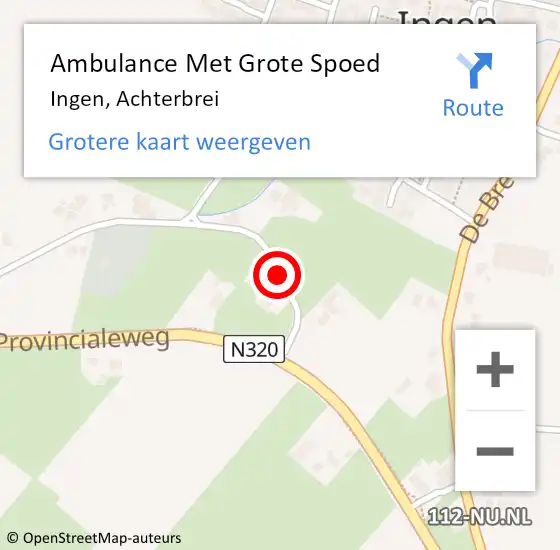 Locatie op kaart van de 112 melding: Ambulance Met Grote Spoed Naar Ingen, Achterbrei op 31 maart 2021 18:02