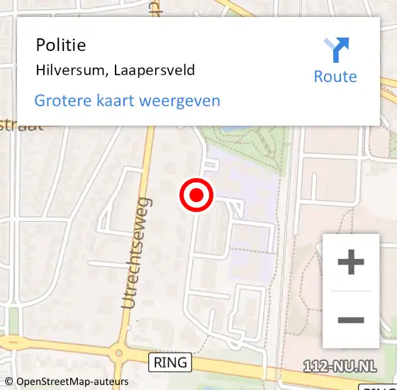 Locatie op kaart van de 112 melding: Politie Hilversum, Laapersveld op 31 maart 2021 18:06