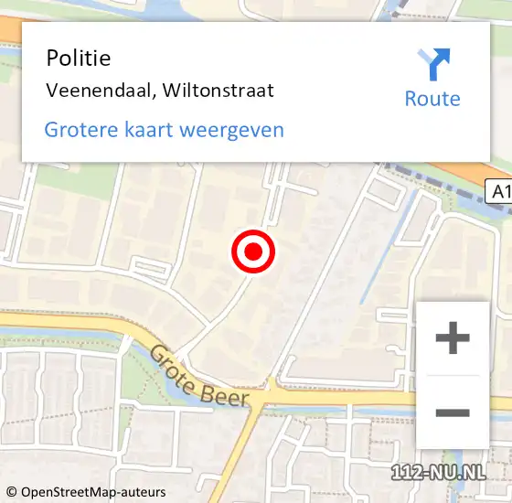 Locatie op kaart van de 112 melding: Politie Veenendaal, Wiltonstraat op 31 maart 2021 19:25