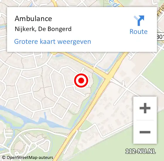 Locatie op kaart van de 112 melding: Ambulance Nijkerk, De Bongerd op 31 maart 2021 19:45